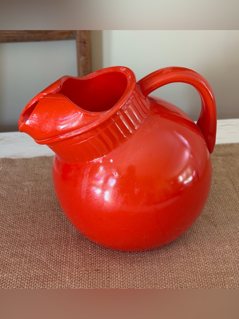 Vintage Anchor Hocking Fire-King Tangerine Ball Pitcher❤️